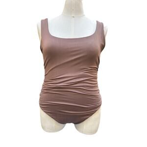 NWT Naked Wardrobe Women's Sleeveless Scoop Neck Bodysuit Brown Size 2X